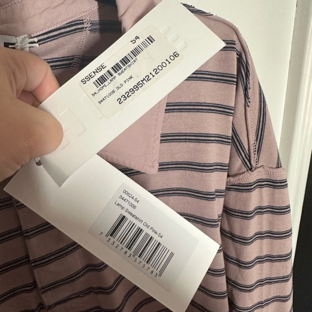 NEW HOPE Stockholm Men's Lamp Sweatshirt Old Pink Striped Long Sleeve Size 54 - Picture 5 of 11